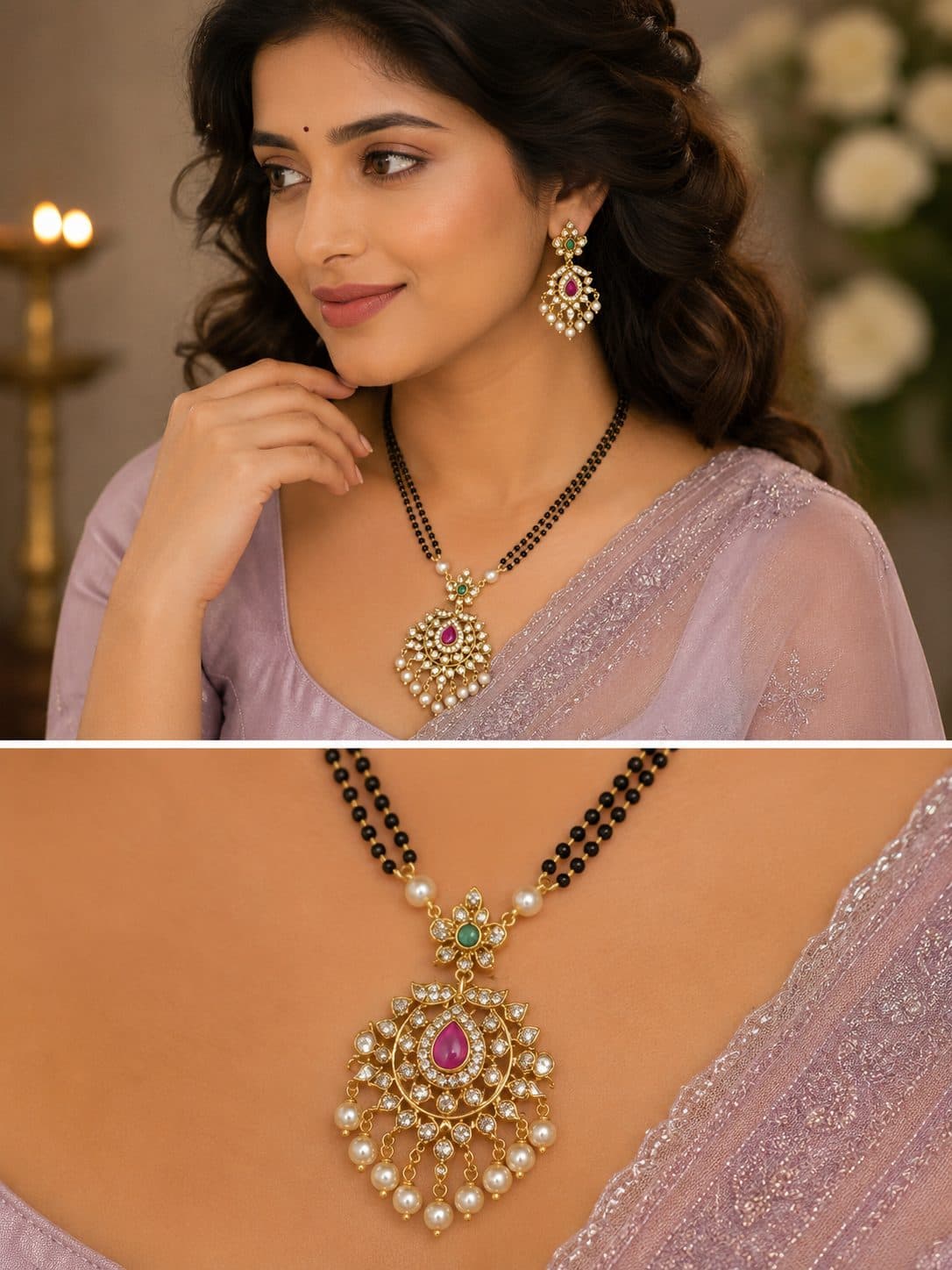 Anti Tarnish Mangal Sutra with Earrings