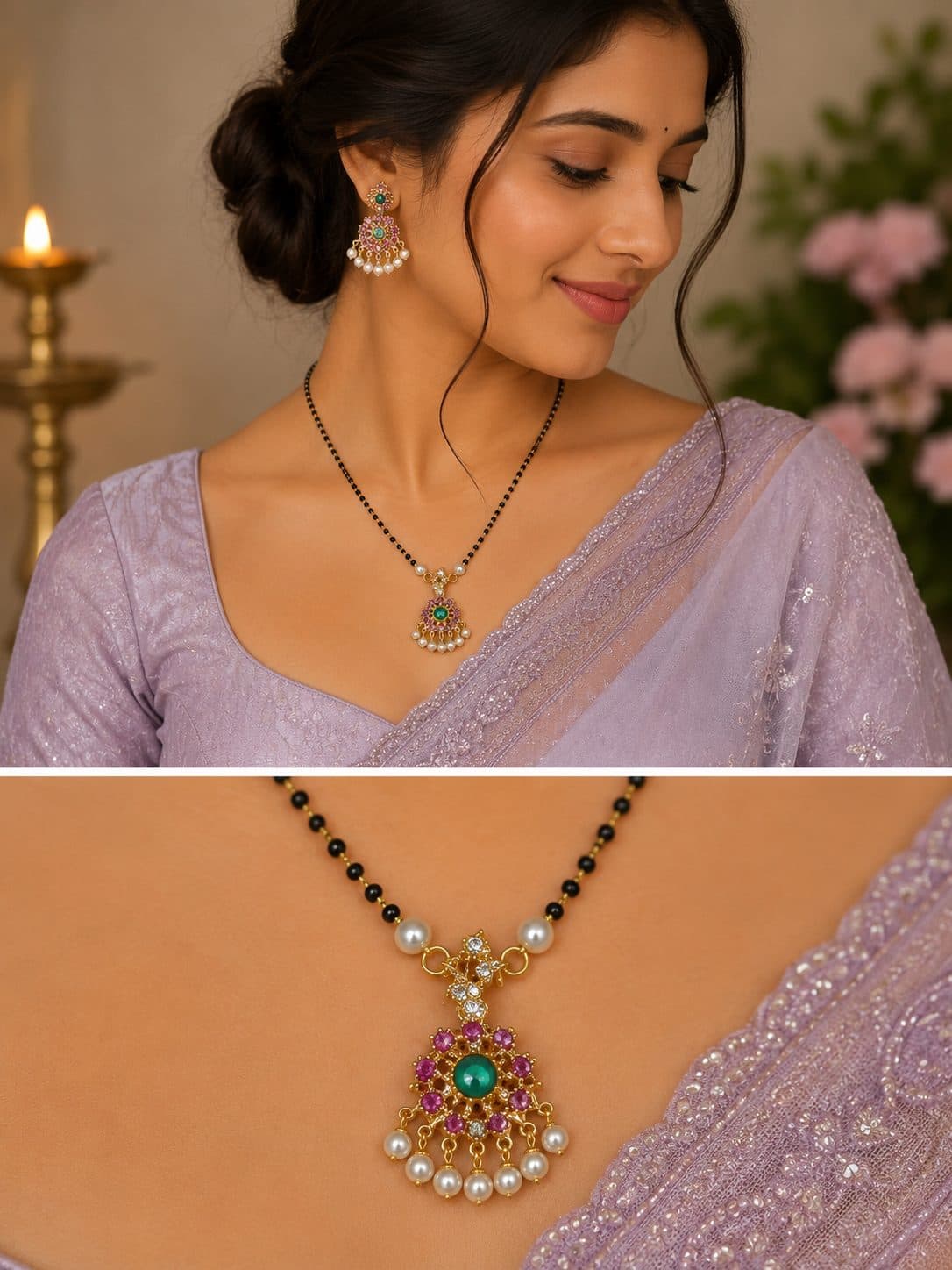Anti Tarnish Mangal Sutra with Earrings