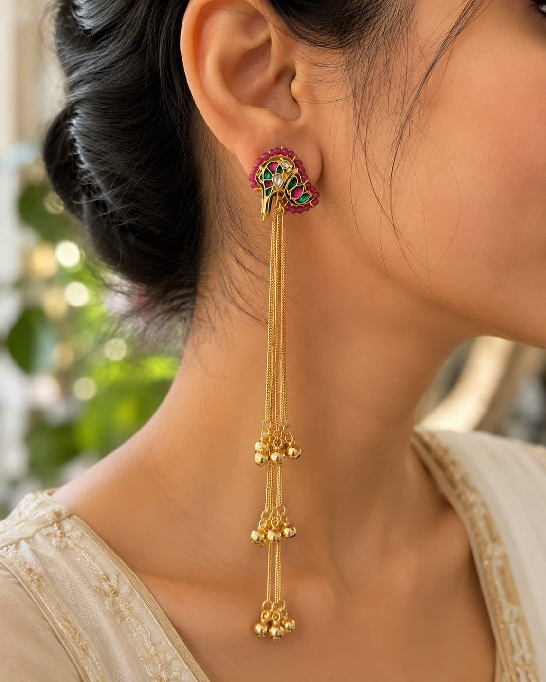 Kashmiri Style Long Earrings -Premium Quality