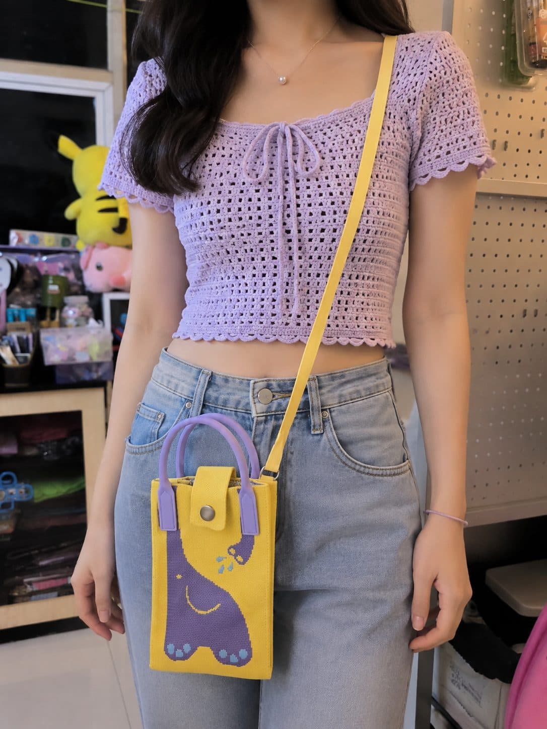 Trendy Jute Mobile Sling Bag